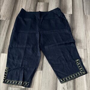 Dressbarn Capri Pants Women 20W Embroidered Linen